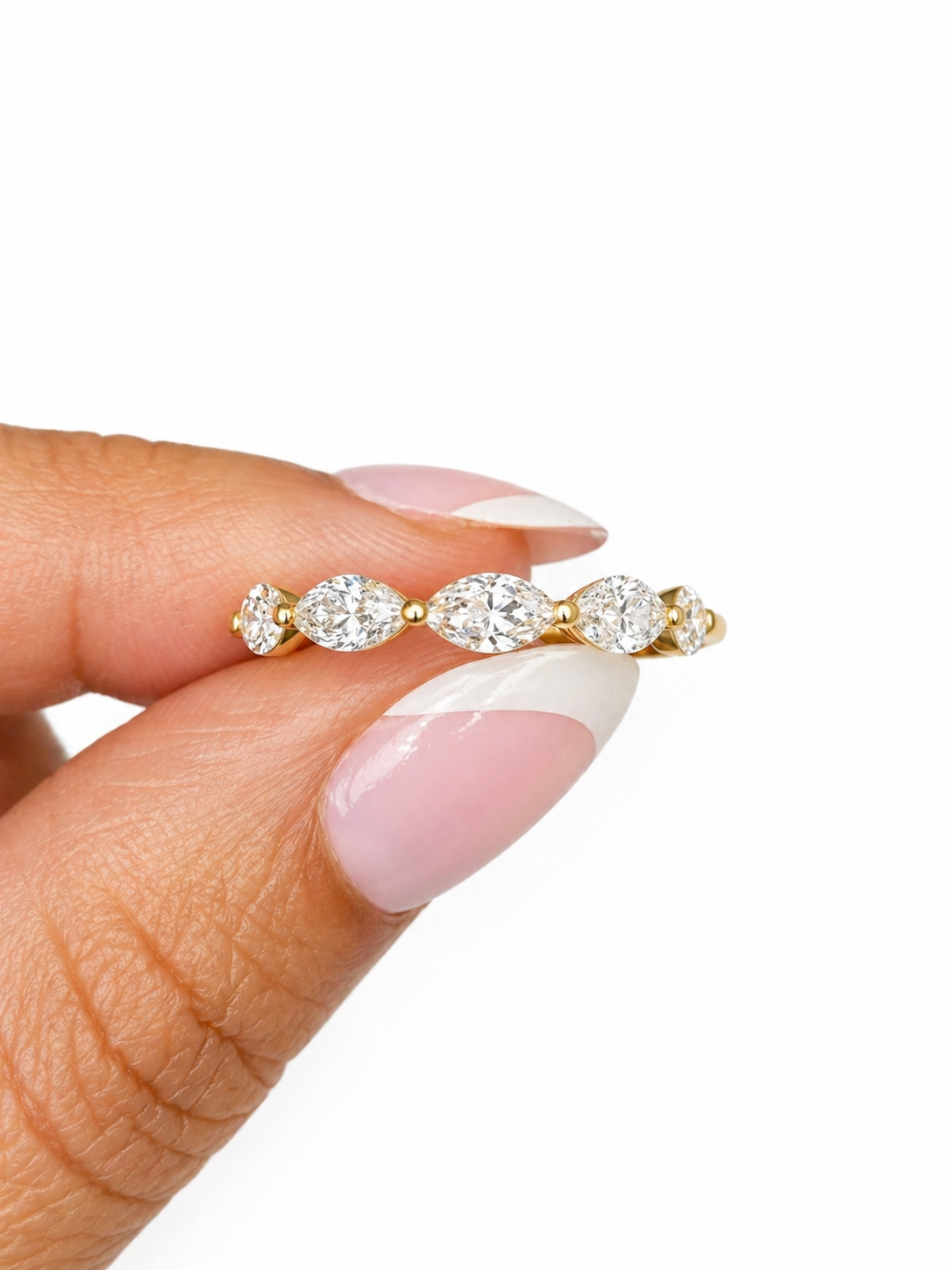 18K 1.40 Carat Marquise Shared Prong Diamond Band